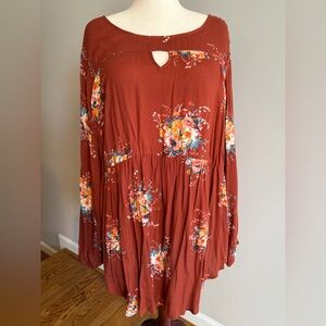 Torrid Floral Long Sleeve Babydoll Top - Torrid Size 3 (22-24, 3X)